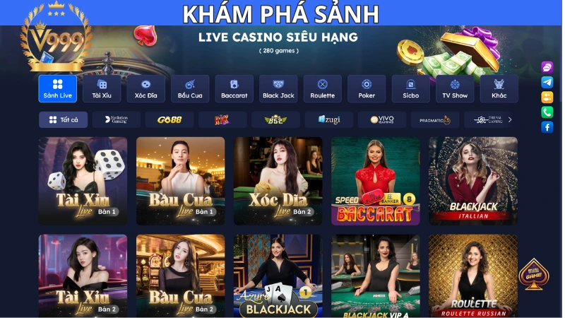 Giới thiệu sảnh game casino V999